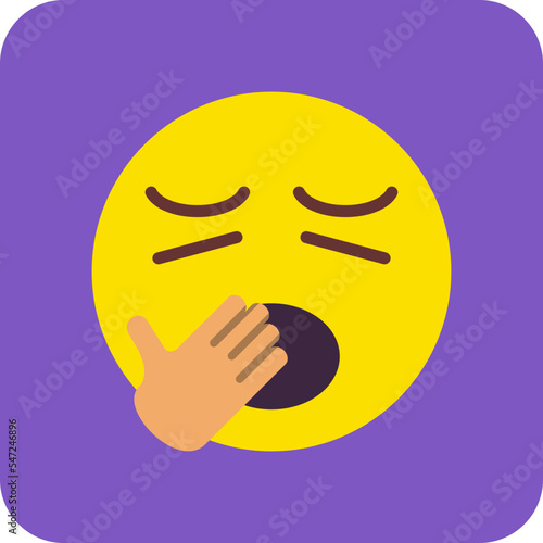 Yawn Multicolor Round Corner Flat Icon