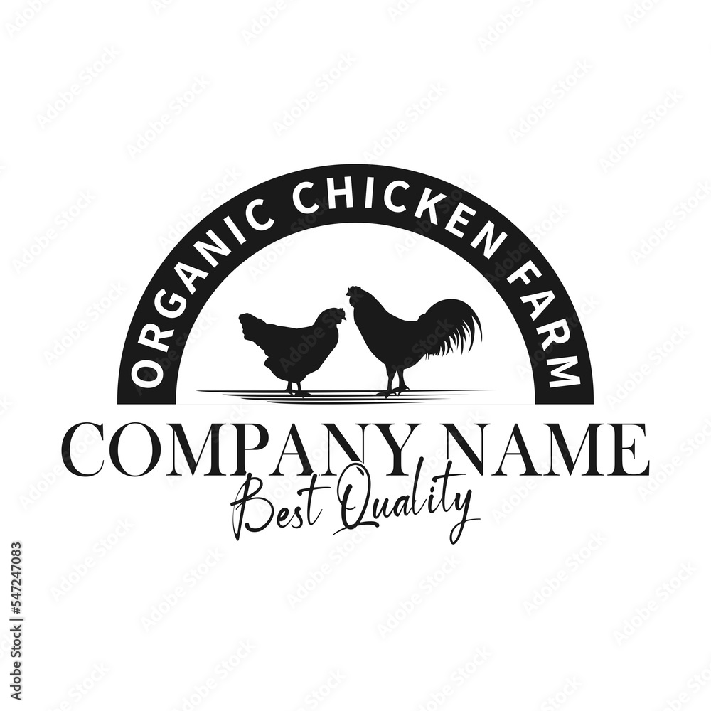 Fototapeta premium Chicken farm logo vector illustration vintage logo design