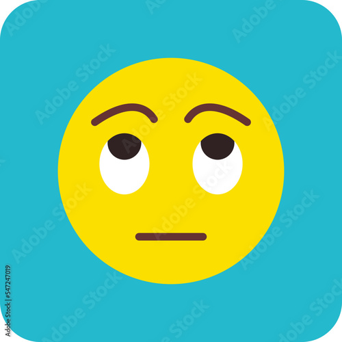 Rolling Eyes Multicolor Round Corner Flat Icon