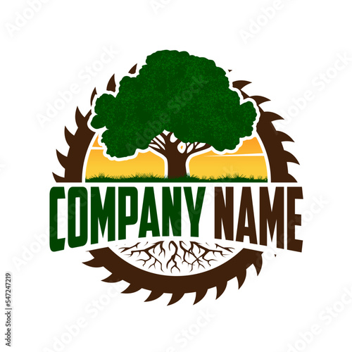 Tree logging logo, wood cutter logo