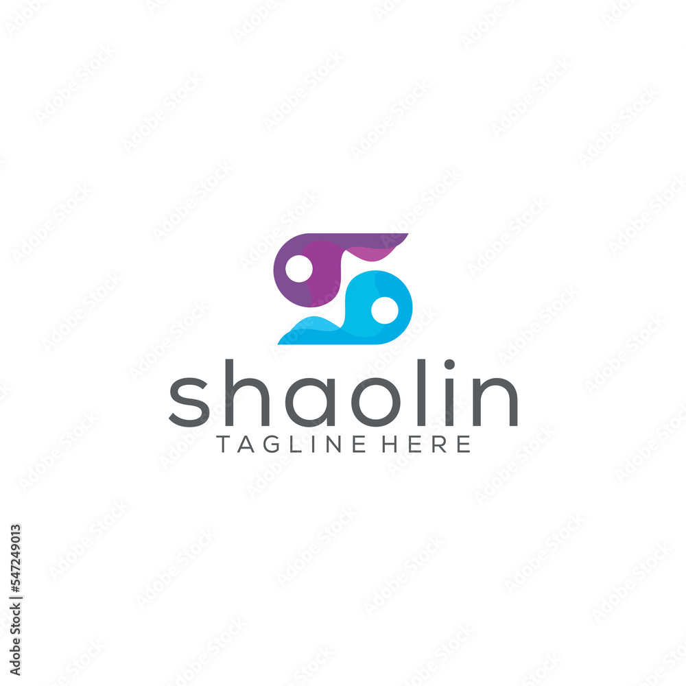 Abstract app logo with S and Shaolin letters