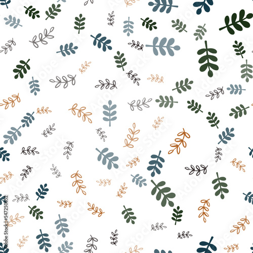 Dark Green, Red vector seamless natural pattern with leaves, branches.
