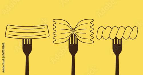 Pasta noodles icon design. Pasta noodles on fork.