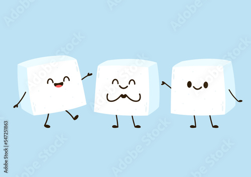 Sugar bar for Cafe concept vector illustration. Sugar cube stack. Sugar cube cartoon vector.