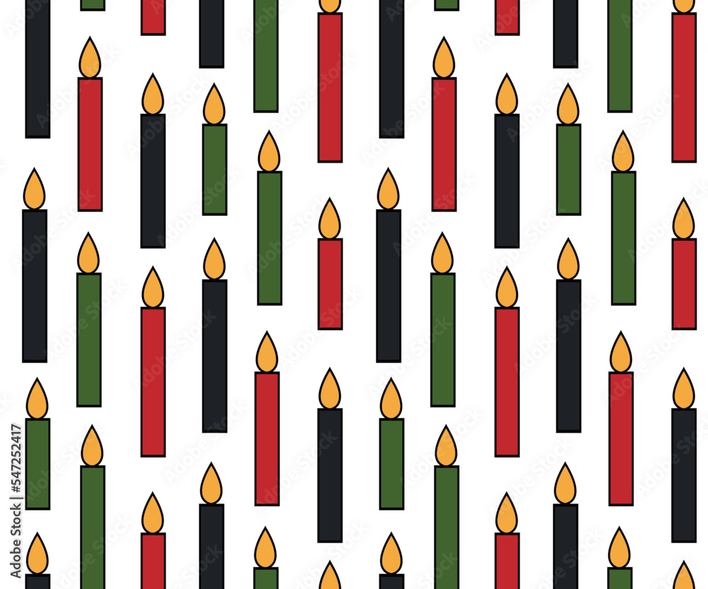Simple minimalist outline lineal color icon of Kwanzaa seven candles