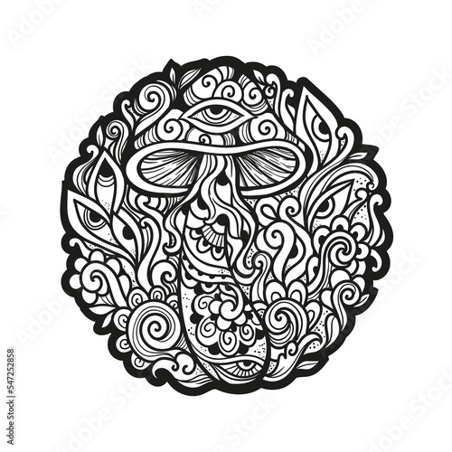 Psychedelic Magic Mushrooms. Vector illustration.