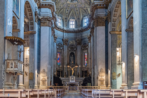 Print op canvas Interior of the St Jean Baptist Cathedral in Bastia, Corsica, France