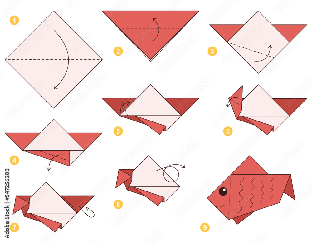 Origami tutorial for kids. Origami cute fish. Origami tutorial for kids. Origami cute fish.