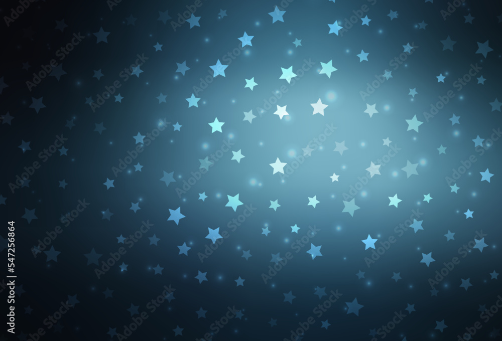 Dark BLUE vector template with ice snowflakes, stars. Dark BLUE vector template with ice snowflakes, stars.