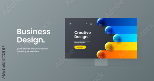 Colorful desktop mockup banner concept. Simple site vector design layout.