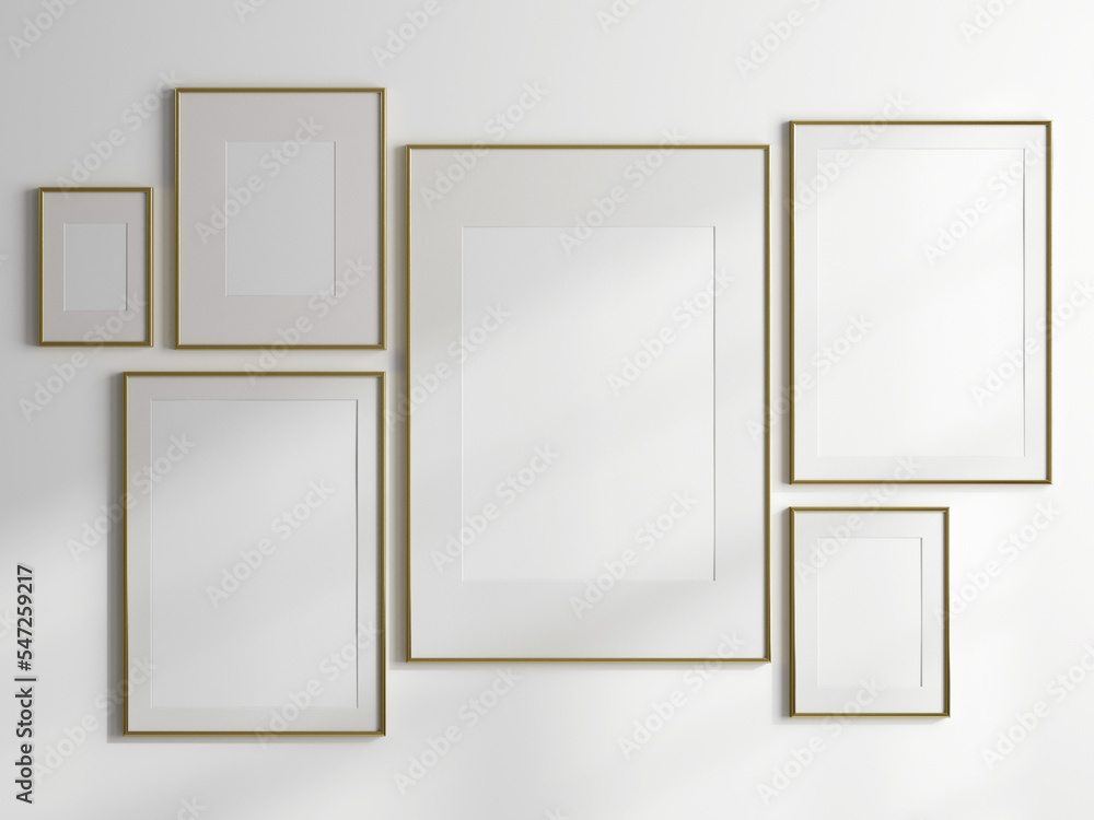 Gallery wall mockup, frames on the wall, minimalist frame mockup, Poster Mockup, Photo frame mockup, 3d render Gallery wall mockup, frames on the wall, minimalist frame mockup, Poster Mockup, Photo frame mockup, 3d render