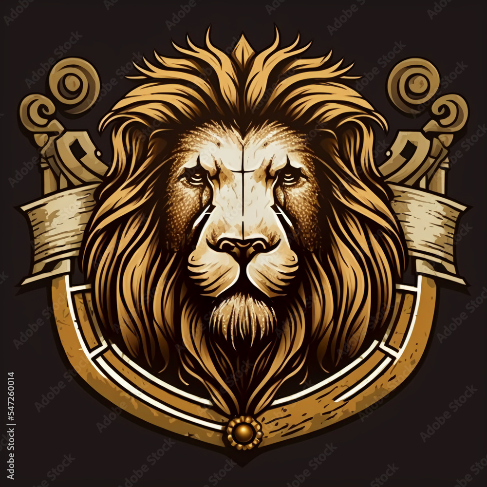 Symbol of scales of justice with lion. Generative AI