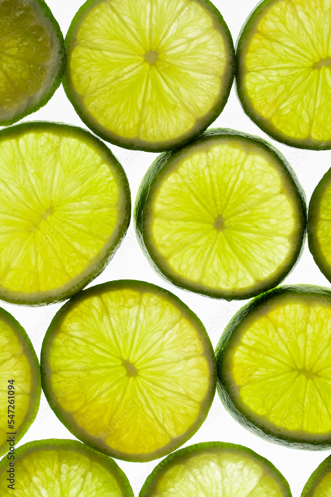 lime slices pattern on white background
