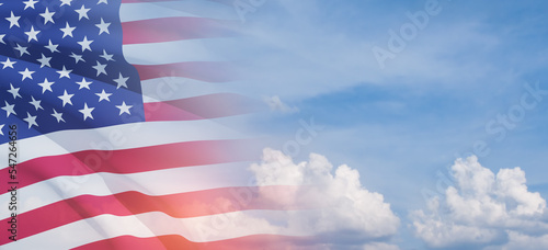 Canvas Print United States of America flag on blue sky background