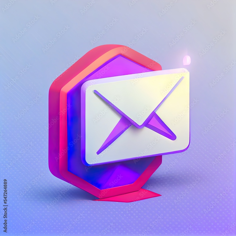 Naklejka premium 3D E mail icon with notification, unread mail logo. 3d render illustration