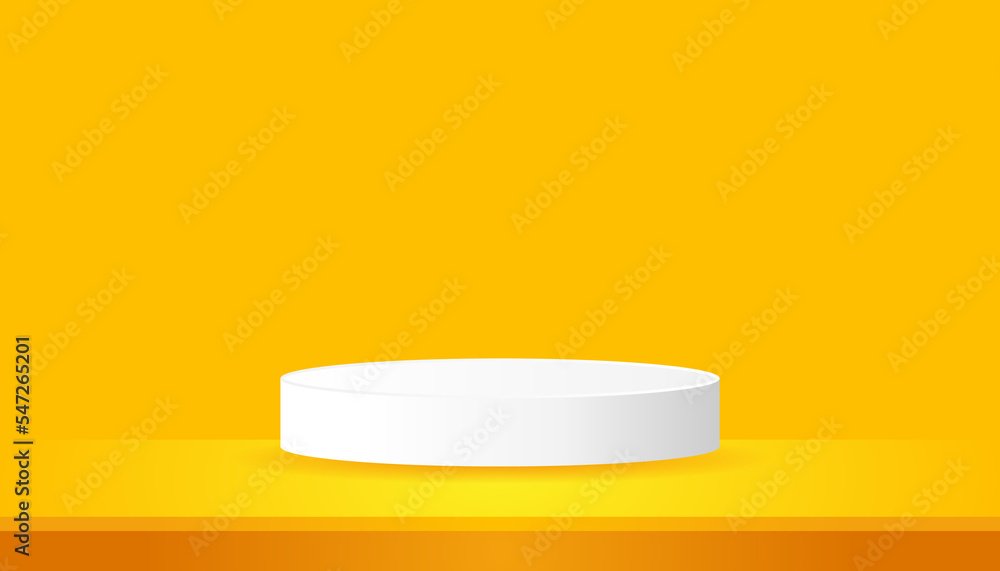 yellow 3D render stand cylinder white podium pedestal display on orange background for showing presentation product yellow 3D render stand cylinder white podium pedestal display on orange background for showing presentation product