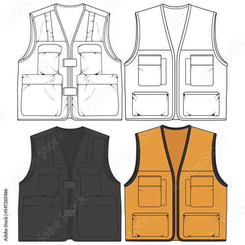 Set of chest vest bag coloring vector, chest vest bag in a sketch style, vector Illustration.