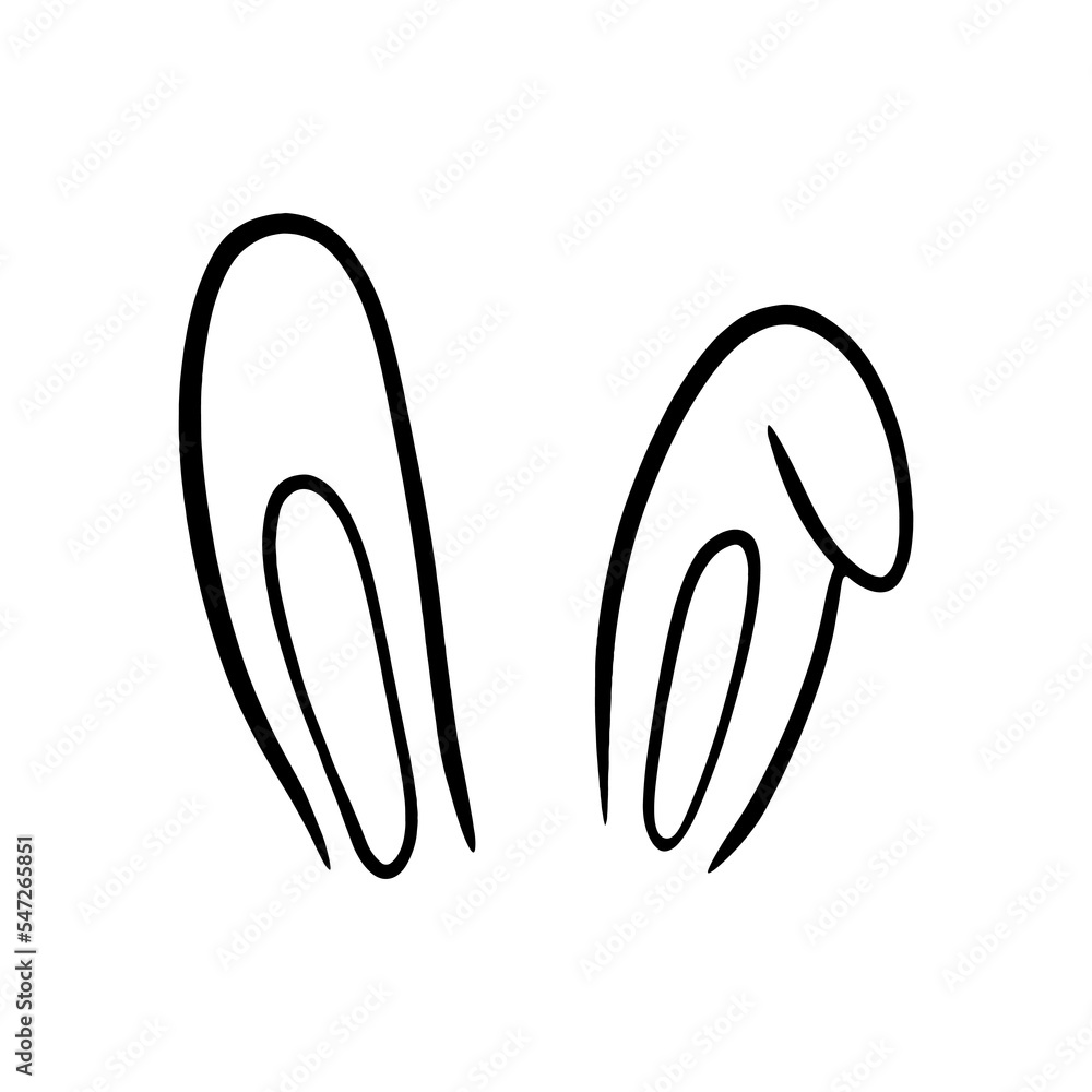 Bunny ears drawn in doodle style. Symbol of the year 2023. Christmas ears Bunny ears drawn in doodle style. Symbol of the year 2023. Christmas ears