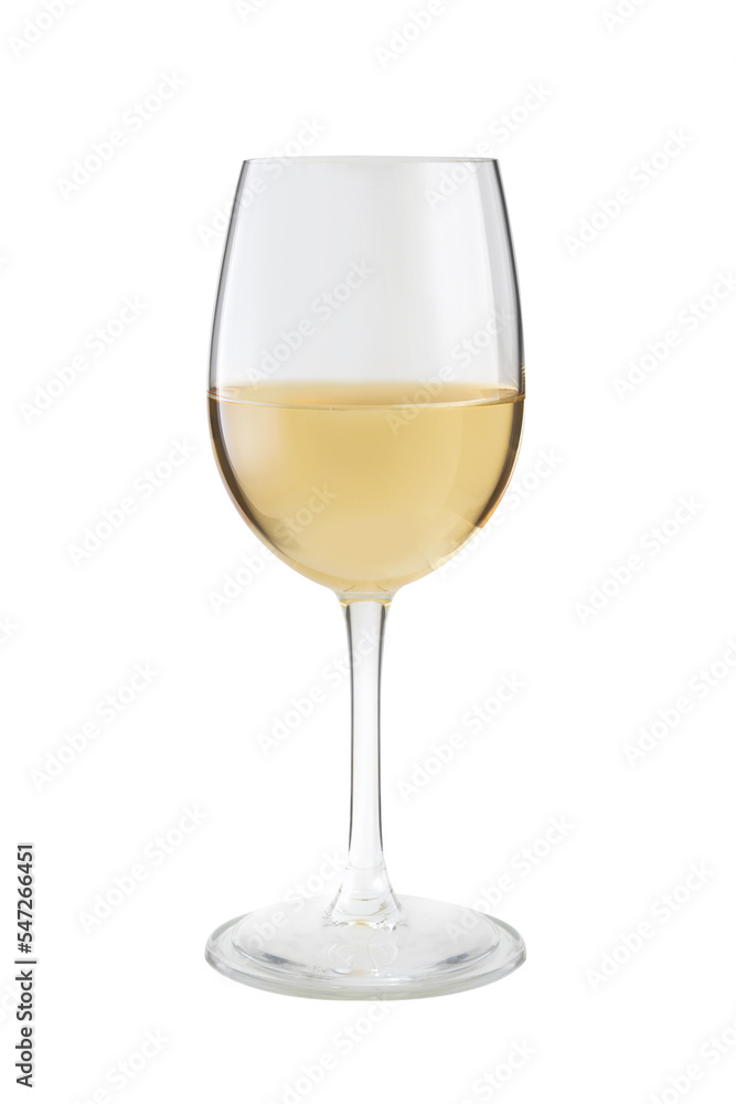 Wineglass with white wine isolated on a transparent background