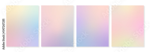 Set of 4 gradient backgrounds in soft pastel colors. For brochures, booklets, posters, business cards, social media and other modern projects. For web and print.