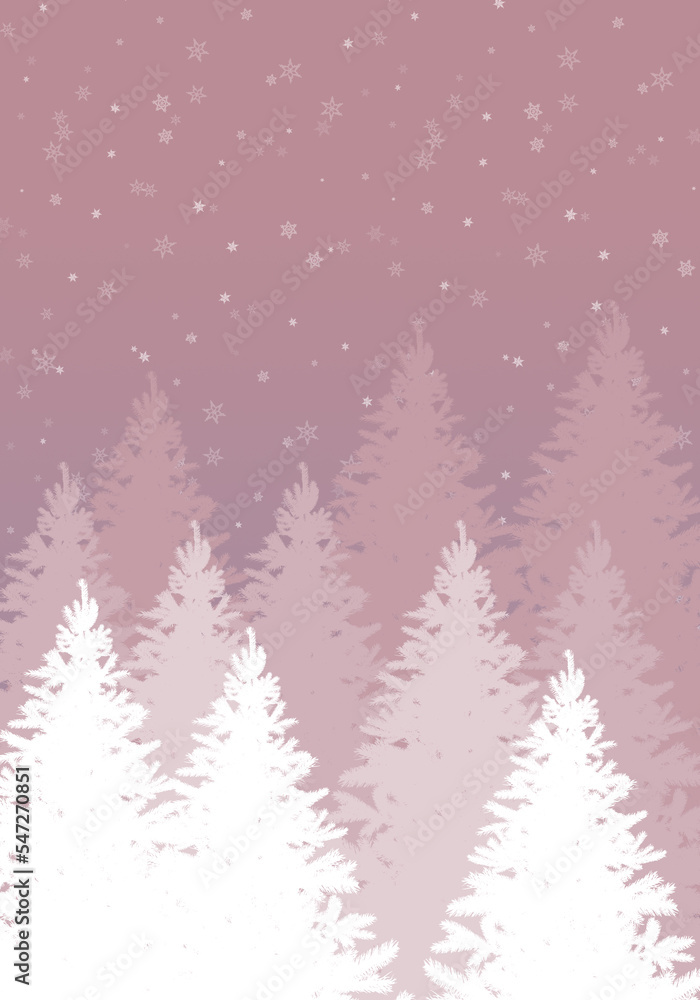 Minimal abstract background with snowflakes and christmas trees. Good for invitations, menu, table number card design. Winter wedding templates.Merry Christmas.Abstract creative background