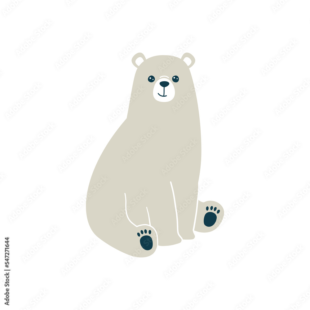 Fototapeta premium Vector illustration of a cute polar bear. Isolated on white background