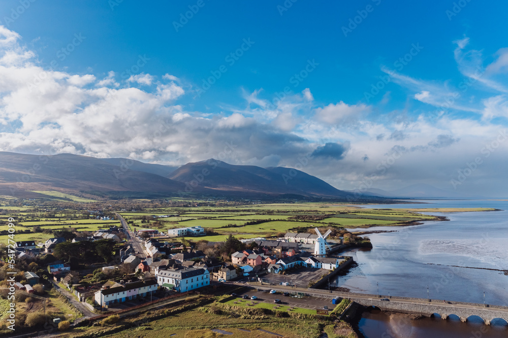 scenic view of Blennerville windmill on The Dingle peninsula in County Kerry, Ireland. High quality photo