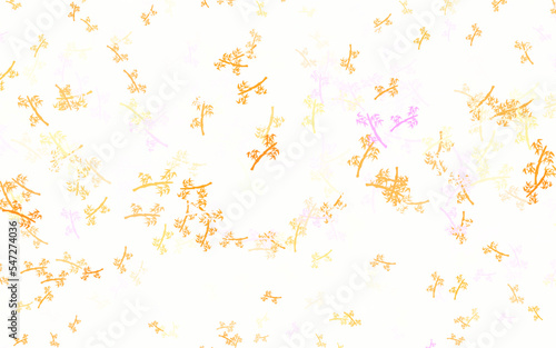 Light Pink, Yellow vector doodle texture with branches.