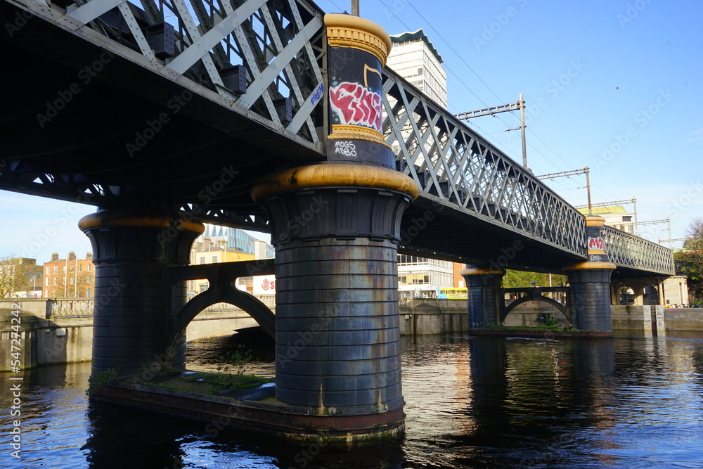 River Liffey and City View of Dublin City in Ireland River Liffey and City View of Dublin City in Ireland