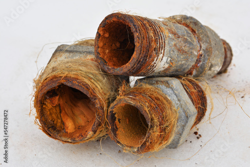 Картината върху платно Water pipes with rust and limestone