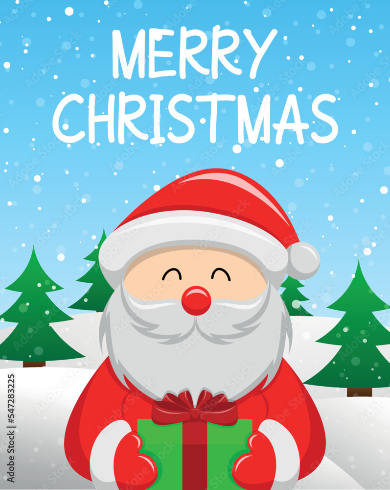 Christmas card with vector santa claus