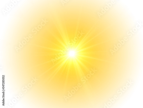 The yellow sun  a flash  a soft glow without departing rays. Orange summer sunlight burst. Summer sunburst. Shiny hot star lights  summer concept gold bright and vibrant color background. Vector