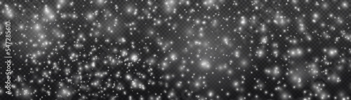 Blur white sparks and glitter special light effect. Fine, shiny bokeh dust particles fall off slightly. Defocused silver sparkle, stars and blurry spots. Magical flickering lights. Vector illustration