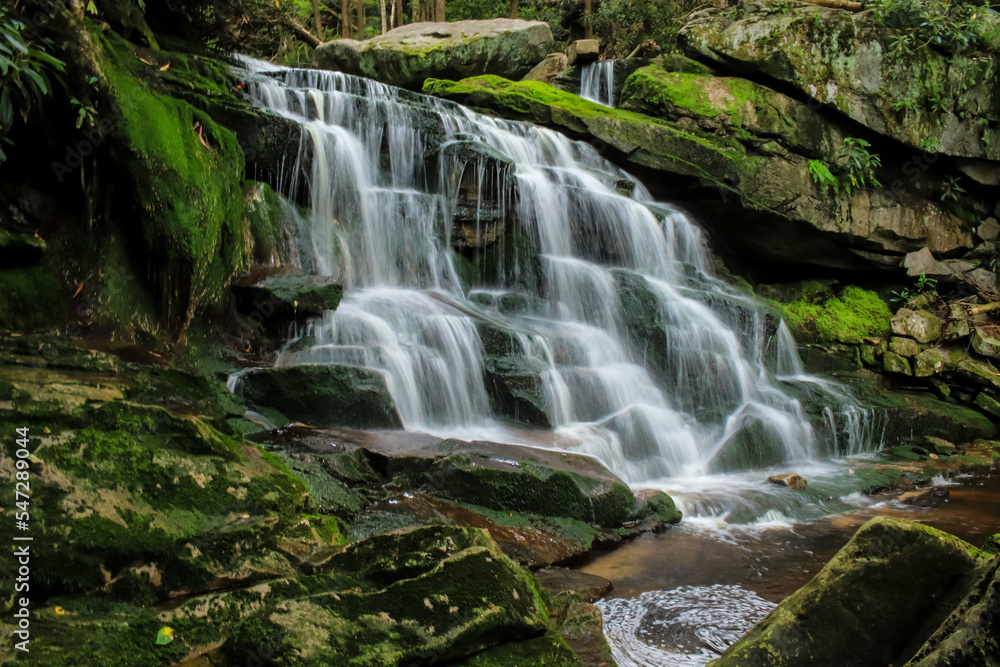 Water cascades over one of the many falls in Blackwater Falls, West Virginia