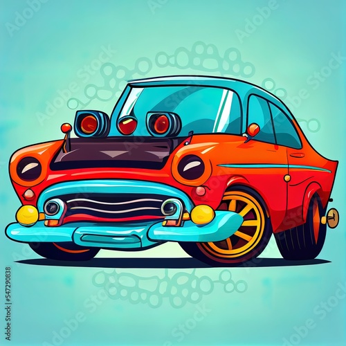 2d illustrated Cartoon Car Illustration For Print photo