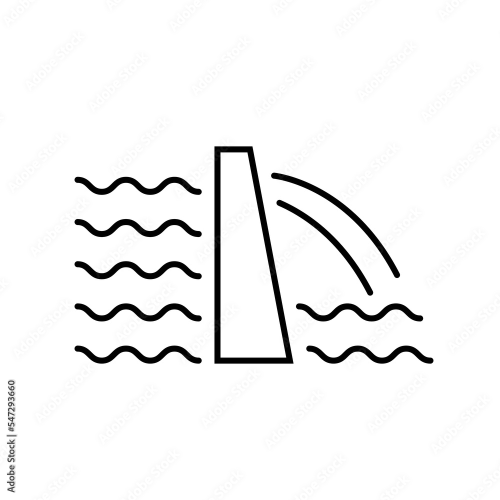 Hydroelectric power station icon vector outline black EPS 10. Water ...