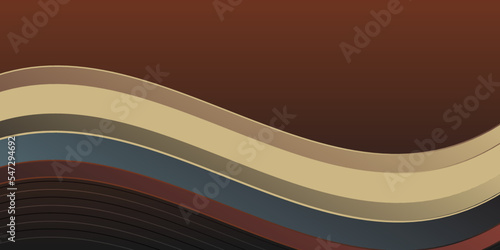 Brown wave  abstract dark brown background  smooth satin texture. Vector illustration