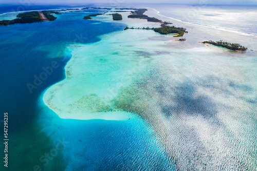 Aerial shot of Palmyra Atoll, reef and tropical islands.  © Lightning Strike Pro