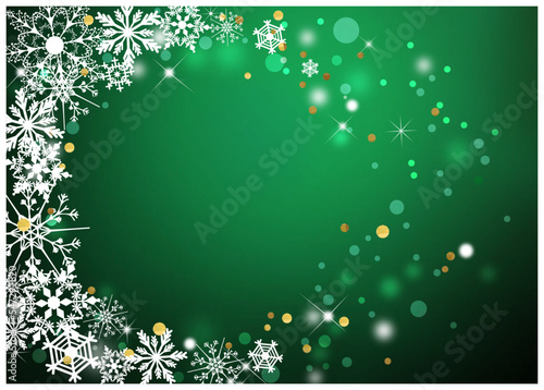 クリスマス_グリーン背景-横