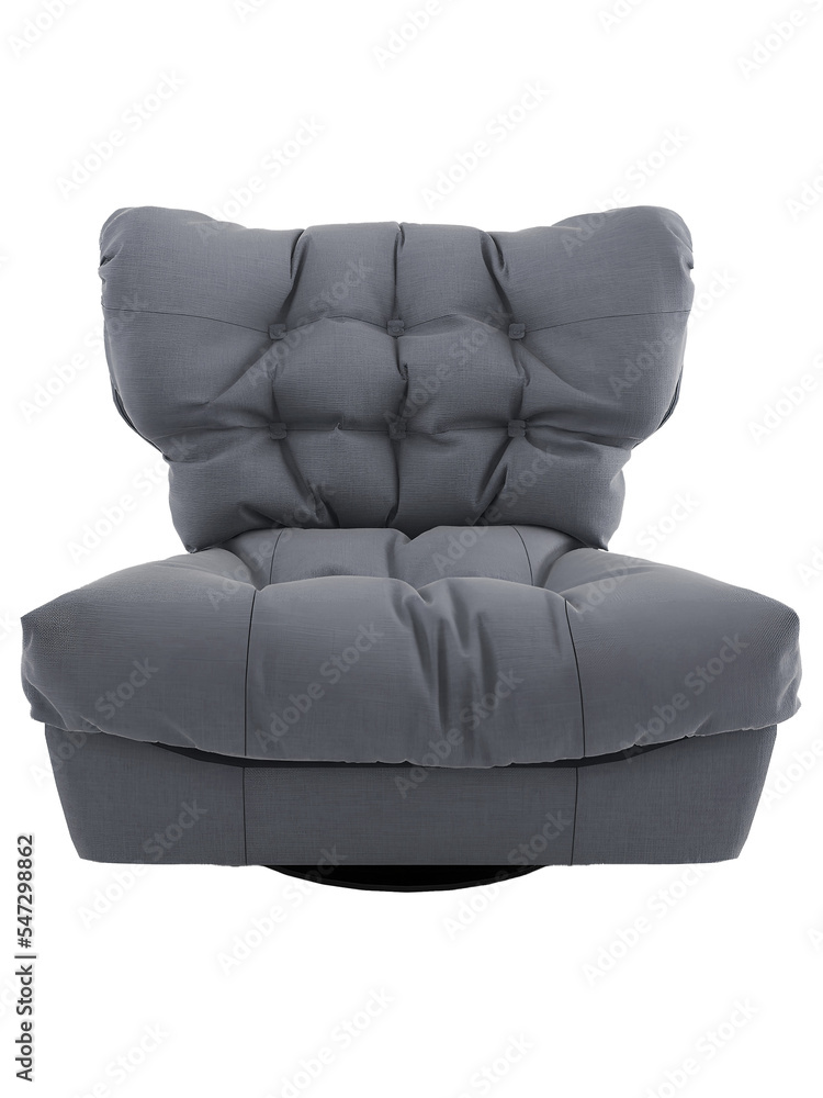 Obraz premium Grey linen armchair mockup. Front view. Transparent. Png