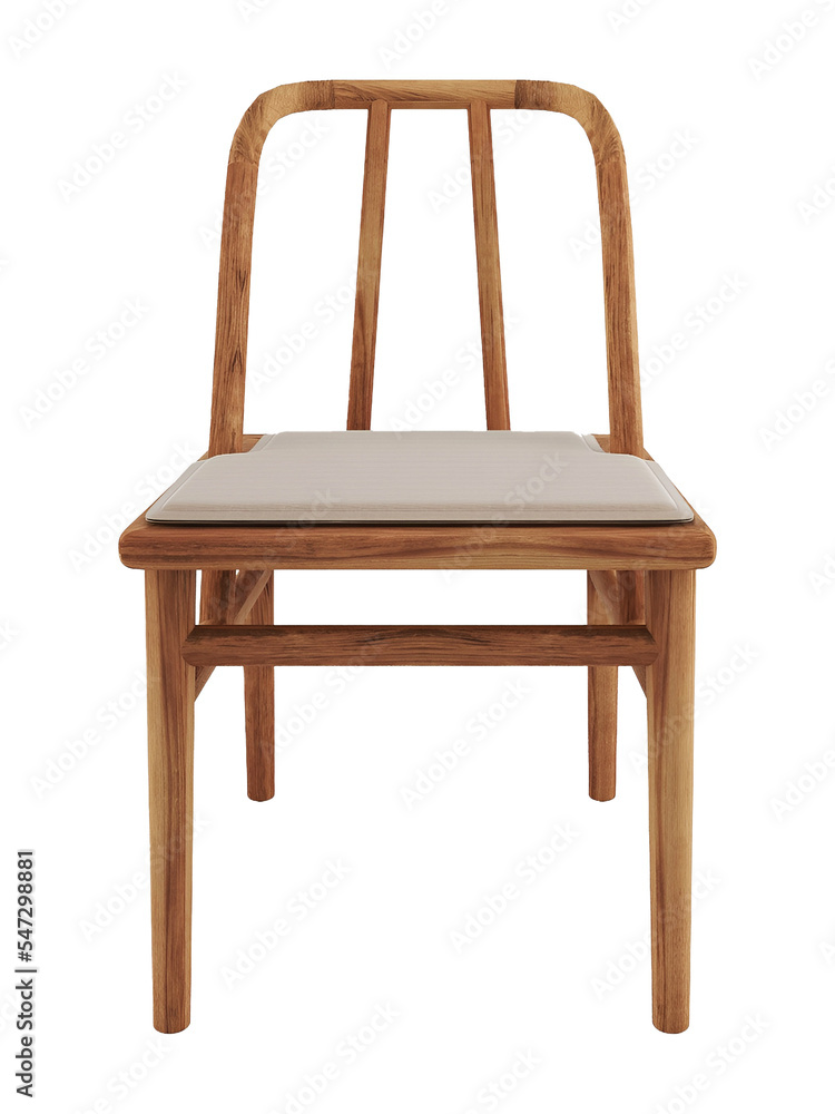 Wooden and white foam single chair mockup. Front view. Transparent. Png Wooden and white foam single chair mockup. Front view. Transparent. Png