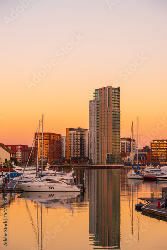 Southampton marina during golden hour