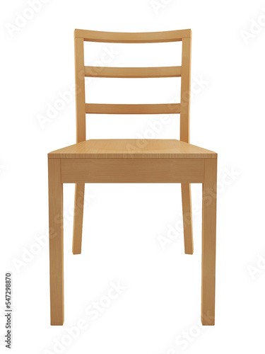 Wooden simple single chair mockup. Front view. Transparent. Png