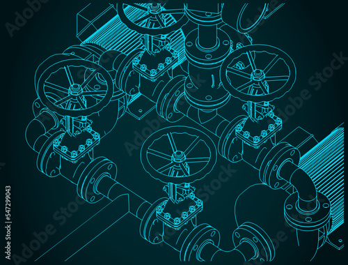 Water pumping station illustration