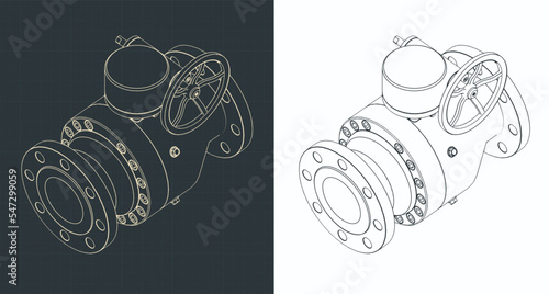 Ball valve isometric blueprints