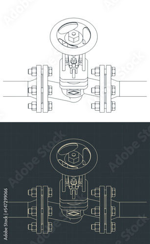 Bypass steam valve isometric blueprint