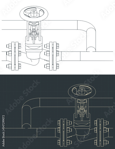 Bypass steam valve isometric blueprints