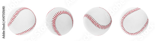 Photography Set with baseball balls on white background. Banner design