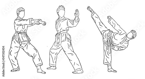 set of illustration logo taekwondo fighter vector