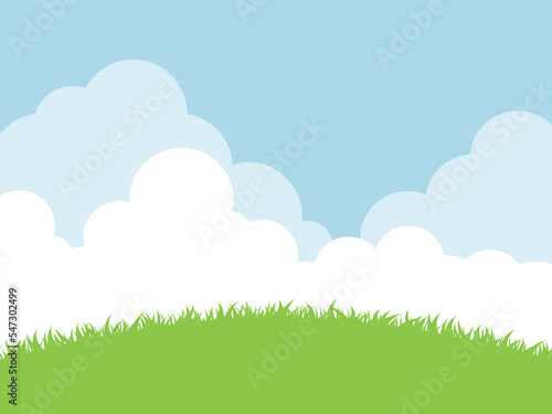 草むらと雲の背景素材
